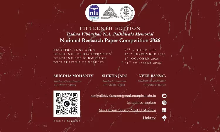 Padma Vibhushan N.A. Palkhivala Memorial National Research Paper Competition 2026 | MNLU Mumbai