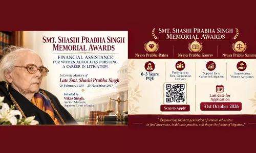 Smt. Shashi Prabha Singh Memorial Awards Announced For Women Advocates Pursuing Litigation