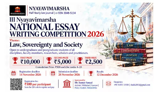 III Nyayavimarsha National Essay Writing Competition 2026 On “Law, Sovereignty And Society”; Registration Open