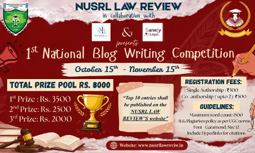 NUSRL Law Review Announces 1st National Blog Writing Competition; Entries Open Till November 15