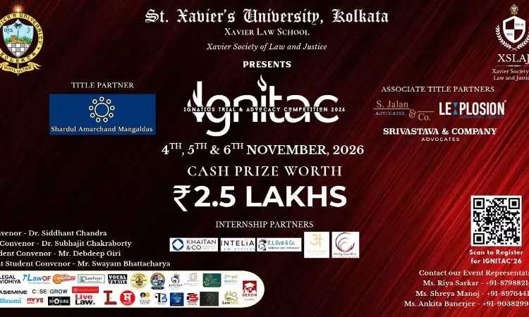 St. Xaviers University Kolkata To Host Third Edition Of Ignatius Trial & Advocacy Competition From November 4 St. Xaviers University Kolkata To Host Third Edition Of Ignatius Trial & Advocacy Competition From November 4