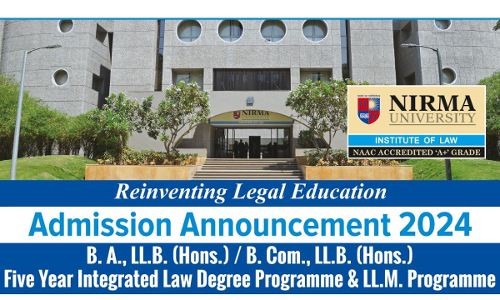 Institute of Law, Nirma University: Admission Announcement 2024