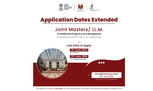 Deadline Extended! Apply Now For The WIPO-NLUD-IPO Joint Masters/LL.M. At NLU Delhi