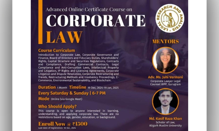 [Advt.] Legal Research And Analysis: Advanced Certificate Course On Corporate Law